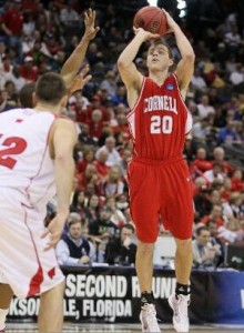 Ryan Wittman shoots a three against the Wisconsin Badgers