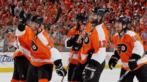 The Flyers and their Fans celebrate winning the Eastern Conference Finals