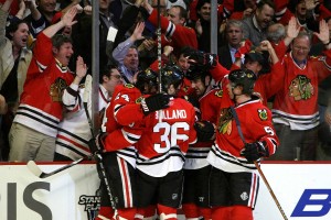 hawks celebrate goal