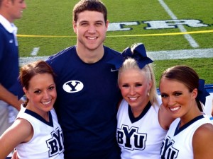 Sacramento Kings player Jimmer Fredette married his college girlfriend and  former BYU cheerleader Whitney Wonnacott. It was like BYU's Royal Wedding.