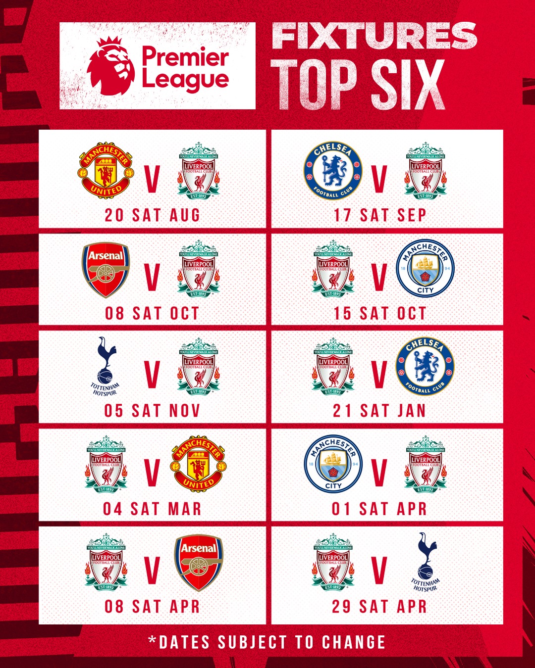 Liverpool FC 2022/23 Premier League Fixtures: Circle The Date