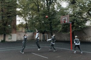 prison inmates playing basketball 